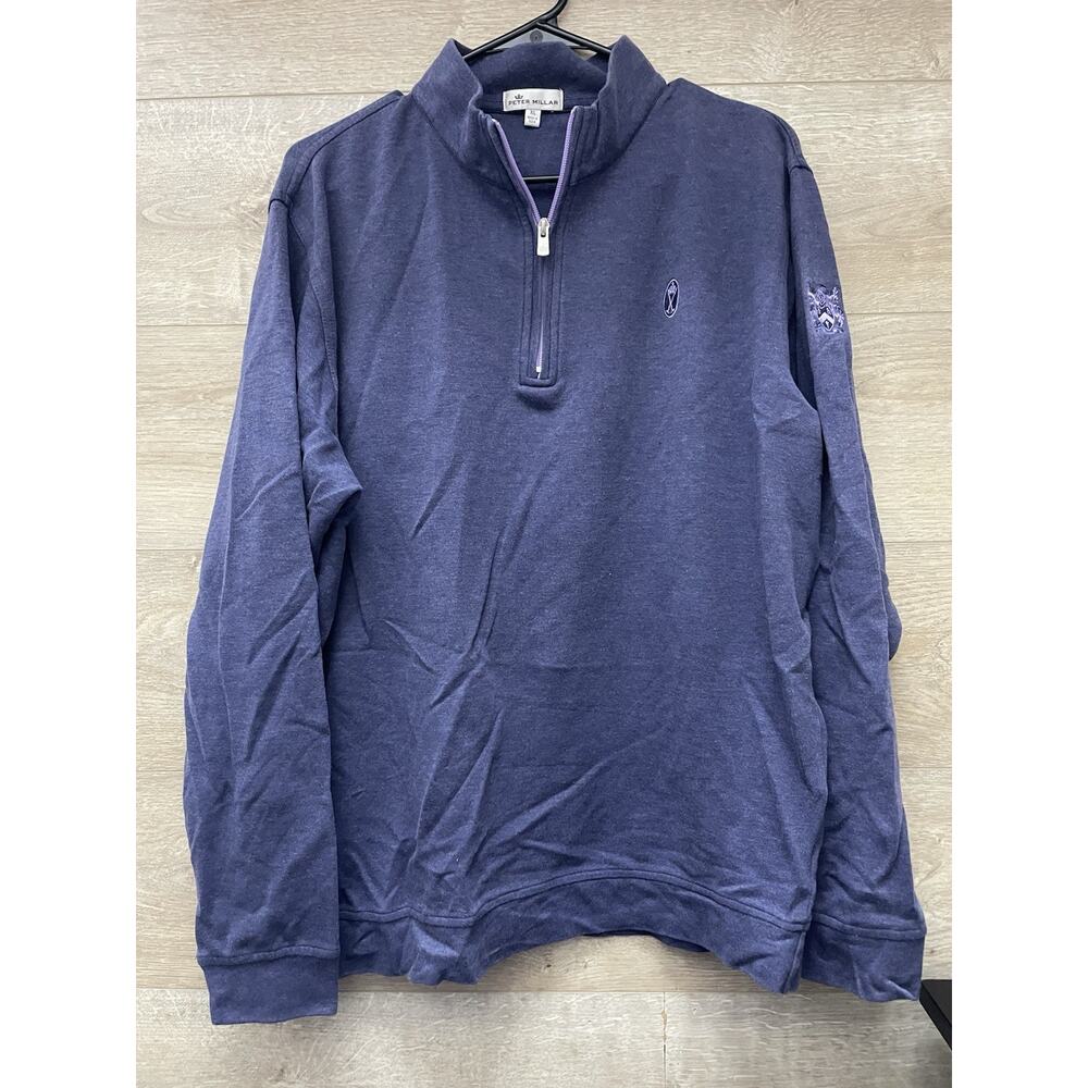 Peter Millar 1/4 Zip Blue Purple Pullover XL Golf